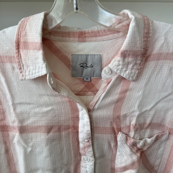 RAILS Hunter Button Down Plaid Shirt in White / Blush / Sand - Picture 3 of 5